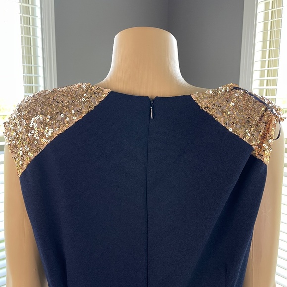 S.L.Fashions Long V-Neck Sleeveless Fit and Flare Dress Sequin with Slit NWT 18 - Picture 8 of 15